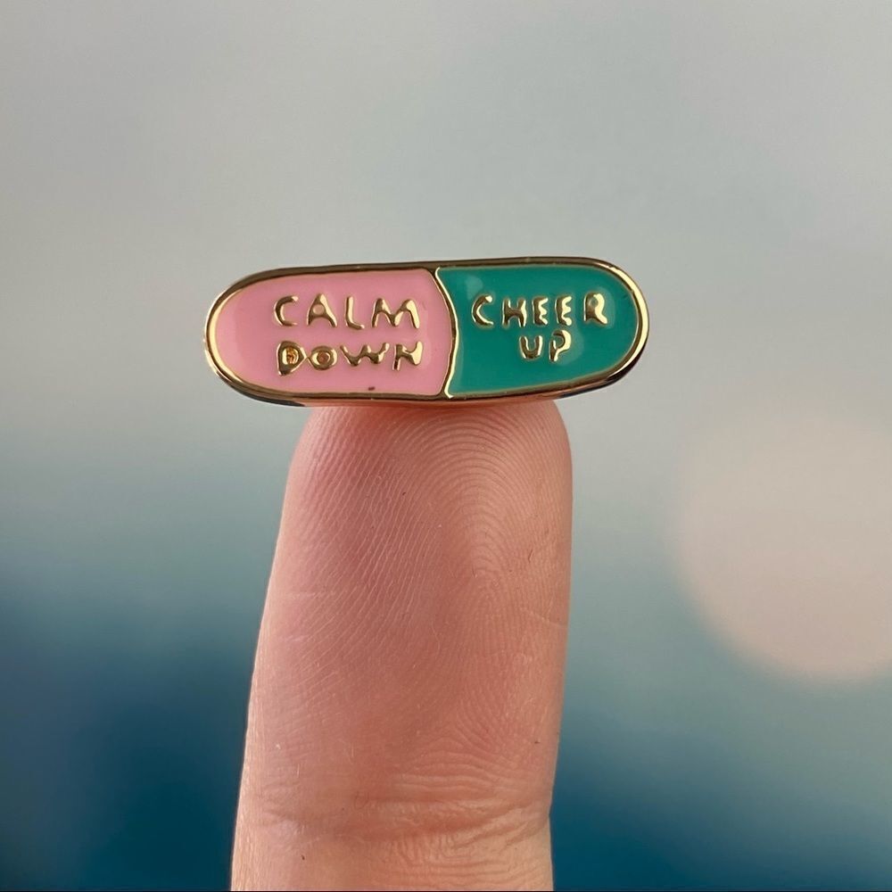 Calm Down/ Cheer Up Pill Enamel Pin/ Brooch Lapel